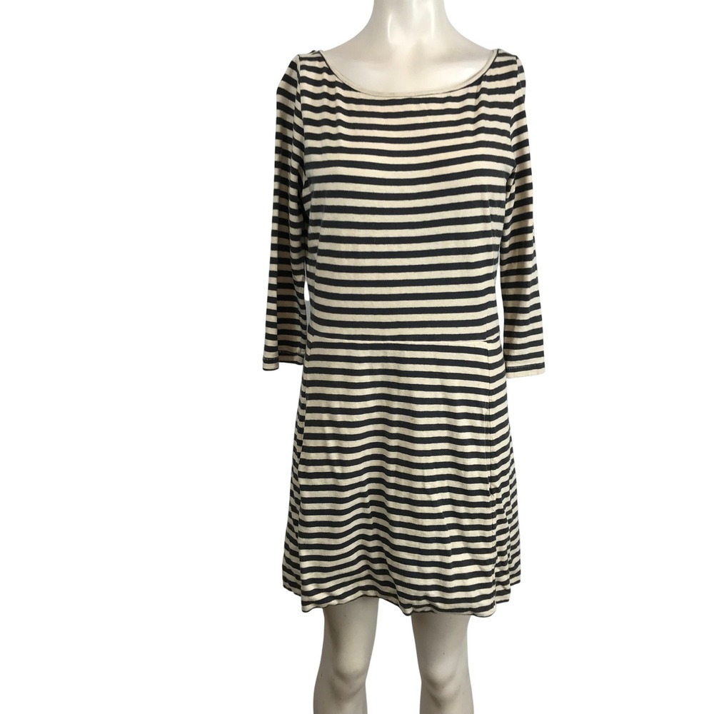 Rag Bone Striped Boat Neck 3/4 Sleeve Shift Dress Handmade in USA Size L